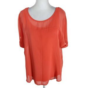Worthington Coral Layered Blouse NWT Size Small Coral Orange Blouse